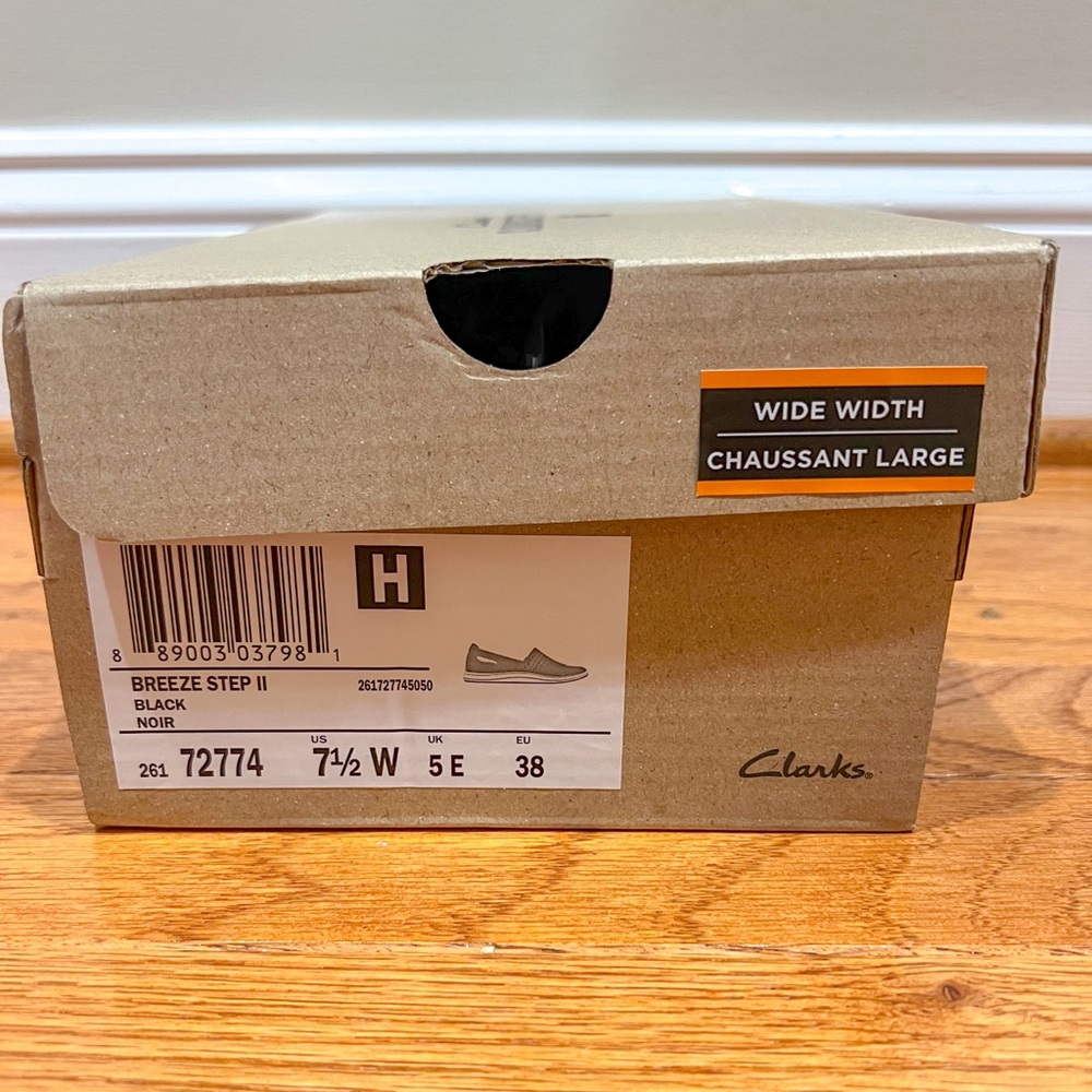 NEW Clarks Cloudsteppers Black Breeze Step II Slip-On Shoes - Size 7.5 Wide - Picture 11 of 11